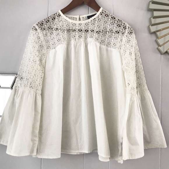 Who What Wear Tops - Who What Wear Flare Crochet/Lace Blouse L